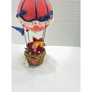 Vintage Musical Hot Air Balloon Circus Clowns Wicker Basket Wind Up Toy Decor